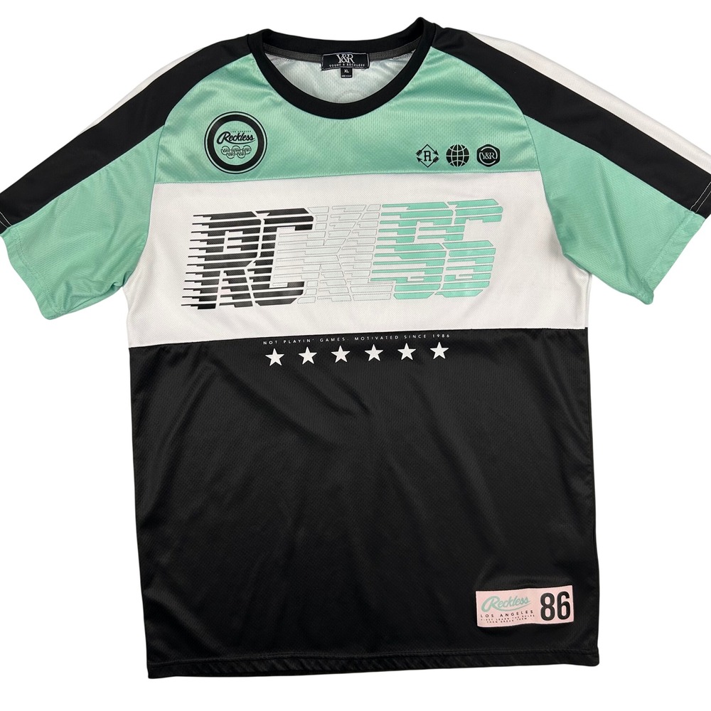 Young & Reckless Mens XL RC 86 Colorblock Mesh Jersey Mint Green Black White